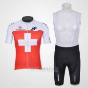2011 Fahrradbekleidung Assos Wei und Rot Trikot Kurzarm und Tragerhose