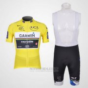 2011 Fahrradbekleidung Garmin Lider Gelb Trikot Kurzarm und Tragerhose