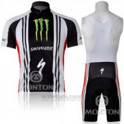 2011 Fahrradbekleidung Specialized Wei und Shwarz Trikot Kurzarm und Tragerhose