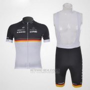 2011 Fahrradbekleidung Trek Leqpard Champion Deutschland Shwarz und Gelb Trikot Kurzarm und Tragerhose