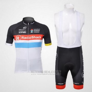 2012 Fahrradbekleidung Radioshack Shwarz und Wei Trikot Kurzarm und Tragerhose