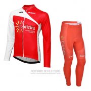 2013 Fahrradbekleidung Cofidis Rot Trikot Langarm und Tragerhose