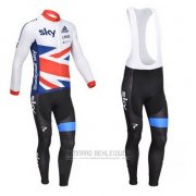 2013 Fahrradbekleidung Sky Champion Regno Unito Wei und Nosso Trikot Langarm und Tragerhose