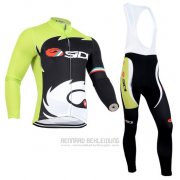 2014 Fahrradbekleidung Castelli SIDI Shwarz und Grun Trikot Langarm und Tragerhose