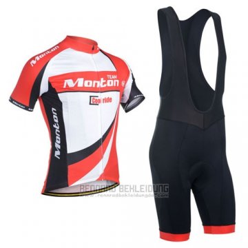 2014 Fahrradbekleidung Monton Wei und Rot Trikot Kurzarm und Tragerhose