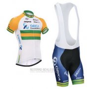 2014 Fahrradbekleidung Orica GreenEDGE Champion Osterreich Trikot Kurzarm und Tragerhose