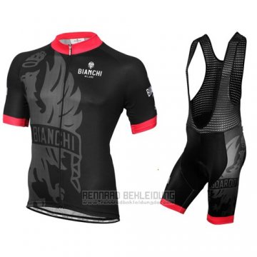 2016 Fahrradbekleidung Bianchi Rot und Shwarz Trikot Kurzarm und Tragerhose