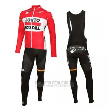 2016 Fahrradbekleidung Lotto Soudal Wei und Rot Trikot Langarm und Tragerhose