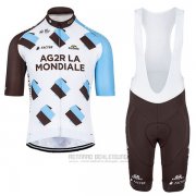 2017 Fahrradbekleidung Ag2r Braun und Wei Trikot Kurzarm und Tragerhose