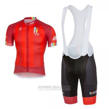 2017 Fahrradbekleidung Castelli Maratone Rot Trikot Kurzarm und Tragerhose