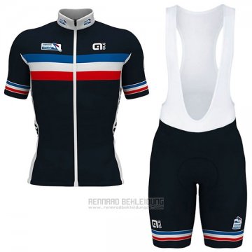 2017 Fahrradbekleidung Frankreich Shwarz Trikot Kurzarm und Tragerhose