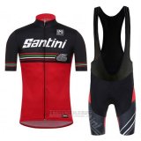 2017 Fahrradbekleidung Santini Beat Rot und Shwarz Trikot Kurzarm und Tragerhose