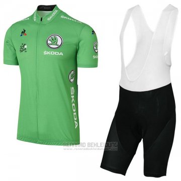 2017 Fahrradbekleidung Tour de France Grun Trikot Kurzarm und Tragerhose