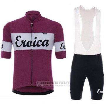 2018 Fahrradbekleidung Eroica Vino Dunkel Rot Trikot Kurzarm und Tragerhose