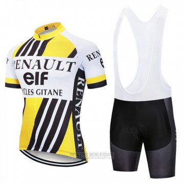 2018 Fahrradbekleidung Renaul Gelb und Wei Trikot Kurzarm und Tragerhose