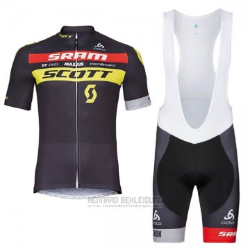 2018 Fahrradbekleidung Scott Sram Shwarz Trikot Kurzarm und Tragerhose