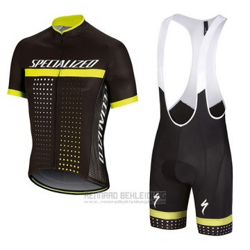 2018 Fahrradbekleidung Specialized Shwarz Gelb Trikot Kurzarm und Tragerhose