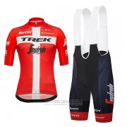 2018 Fahrradbekleidung Trek Segafredo Champion Danemark Trikot Kurzarm und Tragerhose