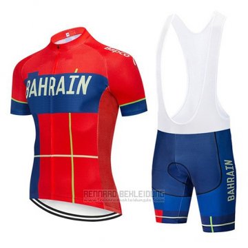 2019 Fahrradbekleidung Bahrain Merida Rot Trikot Kurzarm und Tragerhose