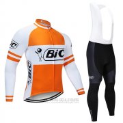 2019 Fahrradbekleidung Bic Wei Orange Trikot Langarm und Tragerhose