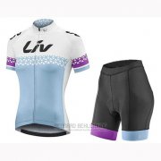 2019 Fahrradbekleidung Frau Liv Wei Blau Trikot Kurzarm und Tragerhose