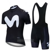 2019 Fahrradbekleidung Movistar Shwarz Trikot Kurzarm und Tragerhose