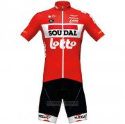 2020 Fahrradbekleidung Lotto Soudal Rot Trikot Kurzarm und Tragerhose