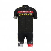 2020 Fahrradbekleidung Scott Sram Shwarz Trikot Kurzarm und Tragerhose