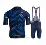 2021 Fahrradbekleidung Castelli Blau Shwarz Wei Trikot Kurzarm und Tragerhose