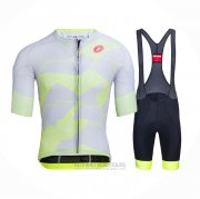 2021 Fahrradbekleidung Castelli Licht Gelb Wei Trikot Kurzarm und Tragerhose