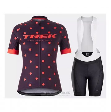 2021 Fahrradbekleidung Frau Trek Volett Orange Trikot Kurzarm und Tragerhose