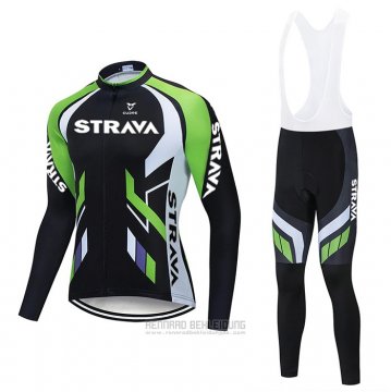 2021 Fahrradbekleidung STRAVA Shwarz Grun Trikot Langarm und Tragerhose