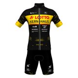 2022 Fahrradbekleidung Lotto-kern Haus Shwarz Gelb Trikot Kurzarm und Tragerhose