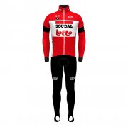 2022 Fahrradbekleidung Lotto Soudal Rot Trikot Langarm und Tragerhose