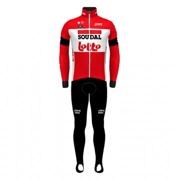 2022 Fahrradbekleidung Lotto Soudal Rot Trikot Langarm und Tragerhose