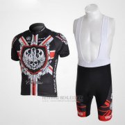 2010 Fahrradbekleidung Rock Racing Shwarz und Rot Trikot Kurzarm und Tragerhose