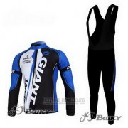 2011 Fahrradbekleidung Giant Shwarz Blau Trikot Langarm und Tragerhose