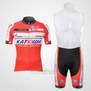 2012 Fahrradbekleidung Katusha Wei und Orange Trikot Kurzarm und Tragerhose