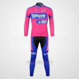 2012 Fahrradbekleidung Lampre ISD Rosa und Azurblau Trikot Langarm und Tragerhose