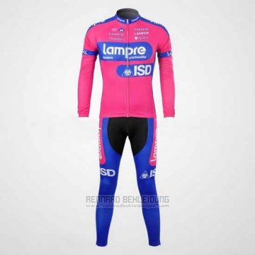 2012 Fahrradbekleidung Lampre ISD Rosa und Azurblau Trikot Langarm und Tragerhose