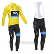 2013 Fahrradbekleidung Sky Lider Gelb und Shwarz Trikot Langarm und Tragerhose