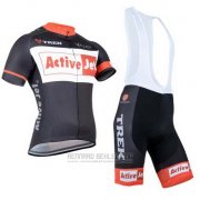 2014 Fahrradbekleidung Trek Shwarz und Orange Trikot Kurzarm und Tragerhose