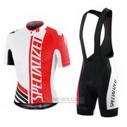 2015 Fahrradbekleidung Specialized Rot und Wei Trikot Kurzarm und Tragerhose