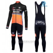 2016 Fahrradbekleidung De Rose Shwarz und Orange Trikot Langarm und Tragerhose