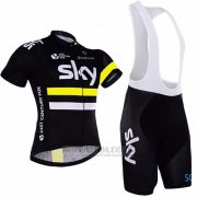 2016 Fahrradbekleidung Sky Gelb und Shwarz Trikot Kurzarm und Tragerhose