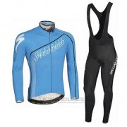 2016 Fahrradbekleidung Specialized Shwarz und Azurblau Trikot Langarm und Tragerhose