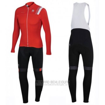 2016 Fahrradbekleidung Sportful Wei und Rot Trikot Langarm und Tragerhose