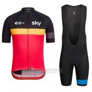 2016 Fahrradbekleidung UCI Weltmeister Lider Sky Shwarz und Rot Trikot Kurzarm und Tragerhose