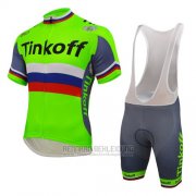 2016 Fahrradbekleidung UCI Weltmeister Tinkoff Grun Trikot Kurzarm und Tragerhose