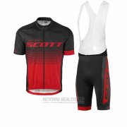 2017 Fahrradbekleidung Scott Shwarz und Rot Trikot Kurzarm und Tragerhose
